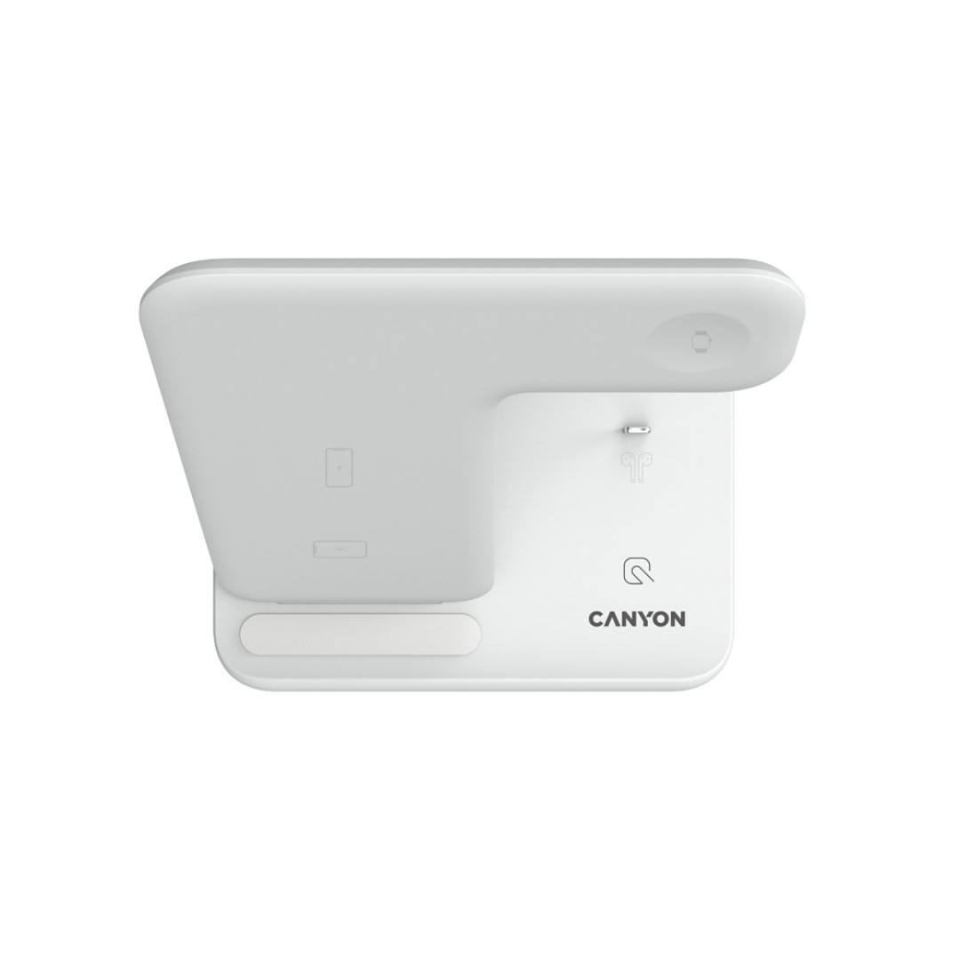 Беспроводное зарядное устройство для гаджетов "3-в-1" с технологией QI Canyon WS-302 (CNS-WCS302W), белый
