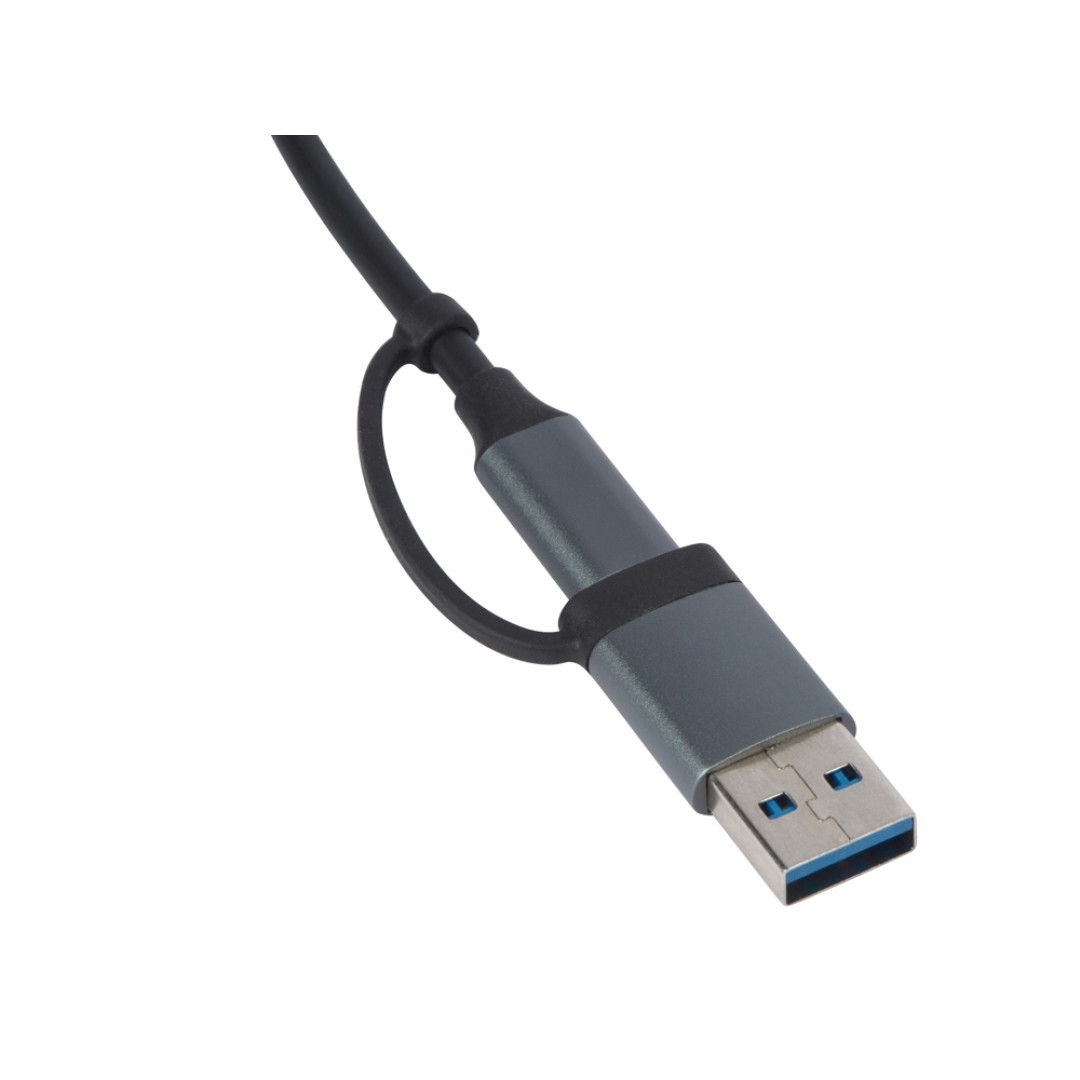 USB-хаб «Link» с коннектором 2-в-1 USB-C и USB-A, 2.0/3.0, серый