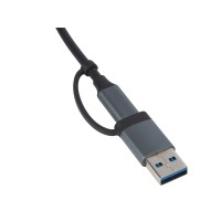 USB-хаб «Link» с коннектором 2-в-1 USB-C и USB-A, 2.0/3.0, серый