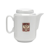 Чайный набор с подстаканником и фарфоровым чайником «ЭГОИСТ-Л», золотистый/белый