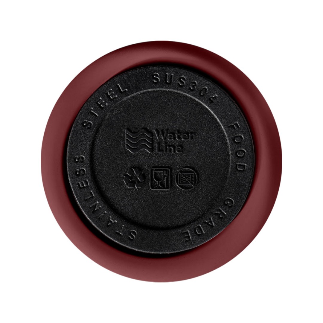 Вакуумная термокружка Waterline c кнопкой «Guard», 400 мл, тубус, бургунди