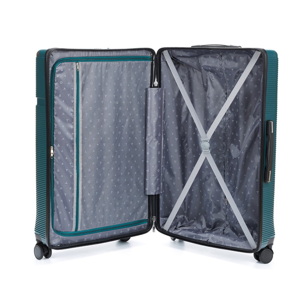 Чемодан TORBER Onego, зелёный, ABS-пластик, 79,5 х 51 х 29 см, 103 л