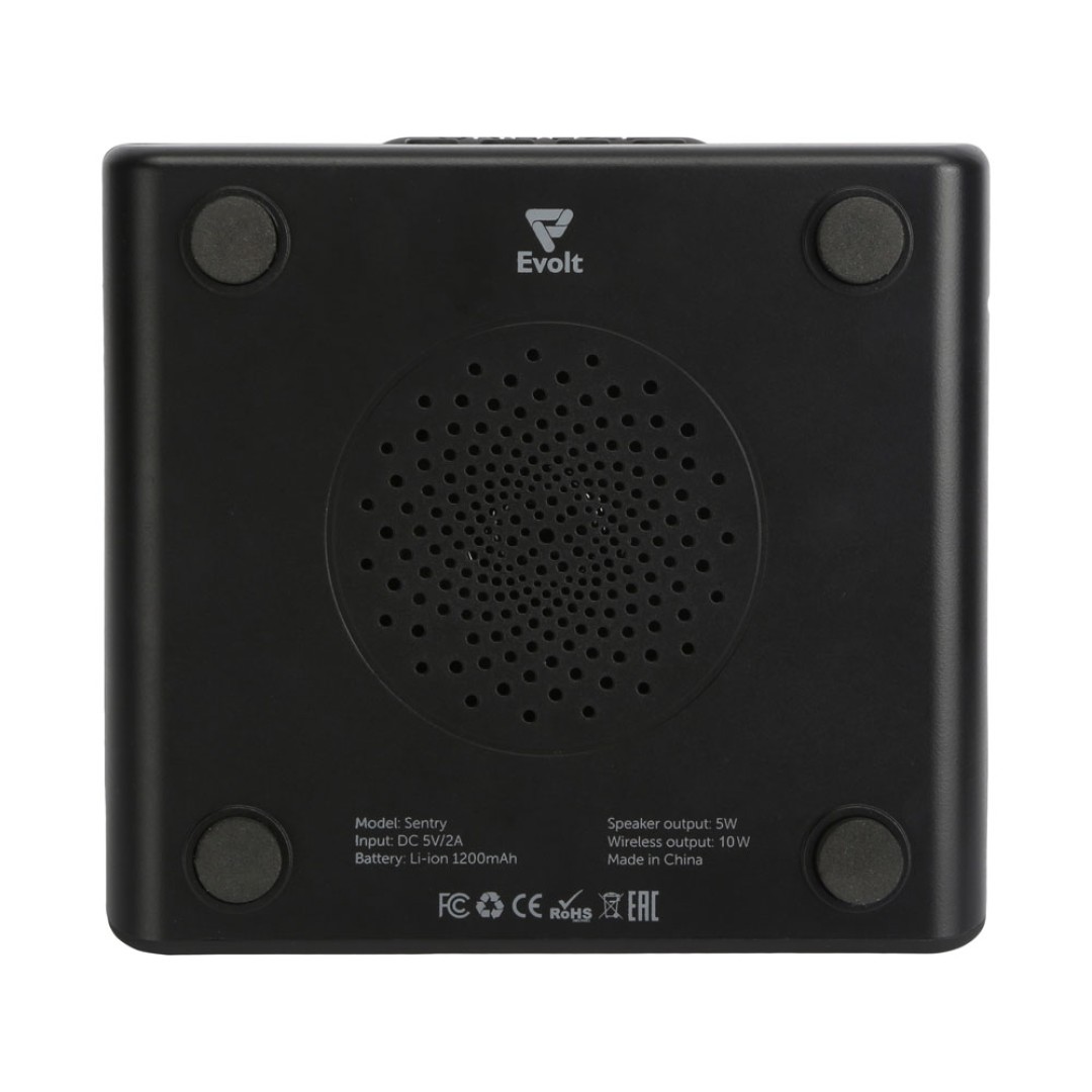 Беспроводная колонка с часами и функцией беспроводной зарядки «Sentry», черный (P)