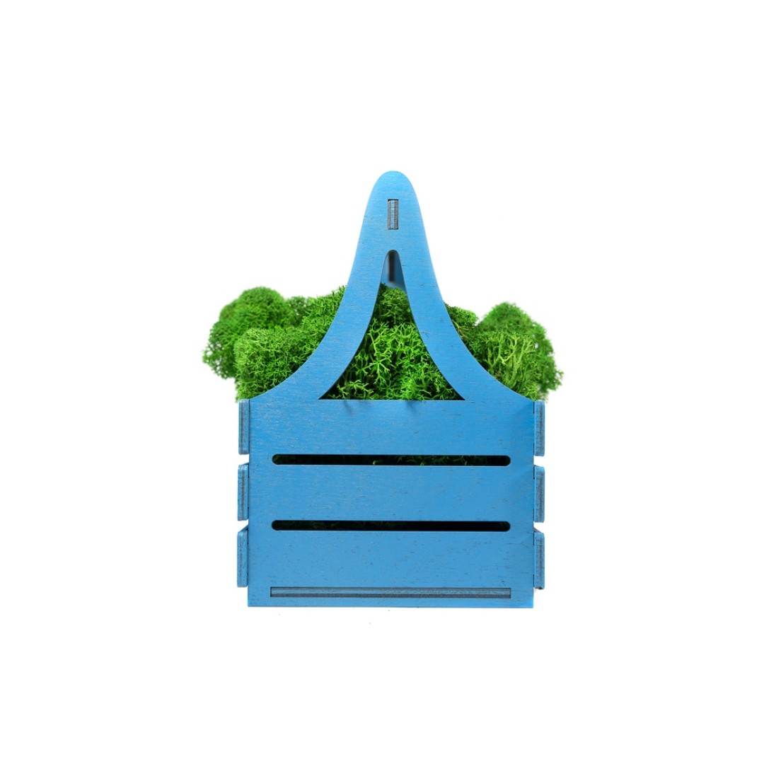 Композиция "Корзинка со мхом", синий