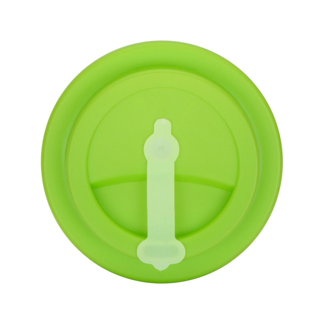 Пластиковый стакан Take away с двойными стенками и крышкой с силиконовым клапаном, 350 мл, белый/зел. Яблоко