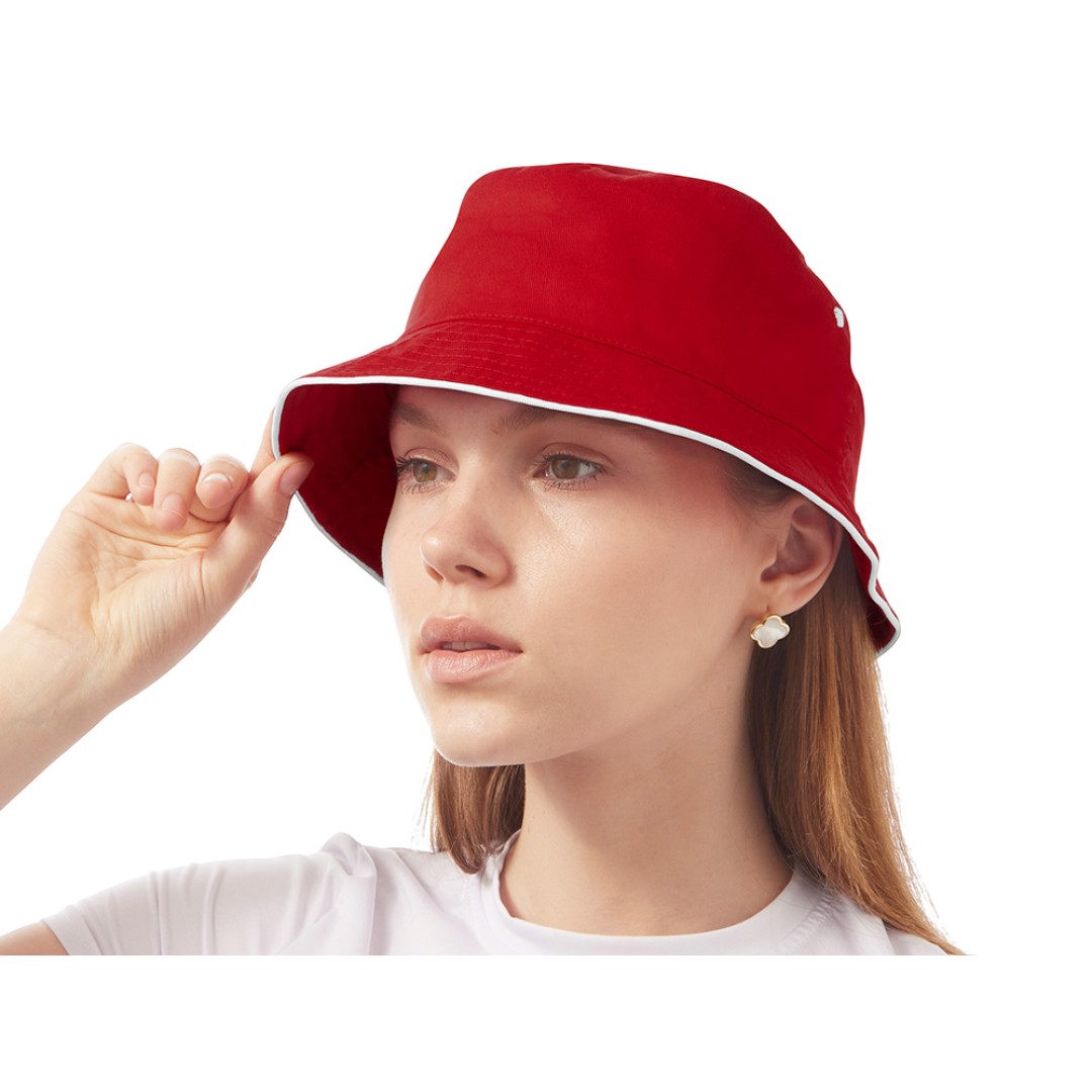 Панама с контрастной окантовкой , красный/белый