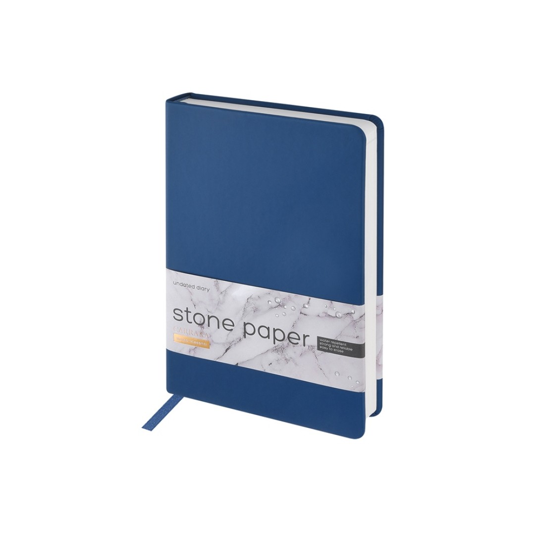 Ежедневник с каменной бумагой недатированный А5 "Carrara", темно-синий