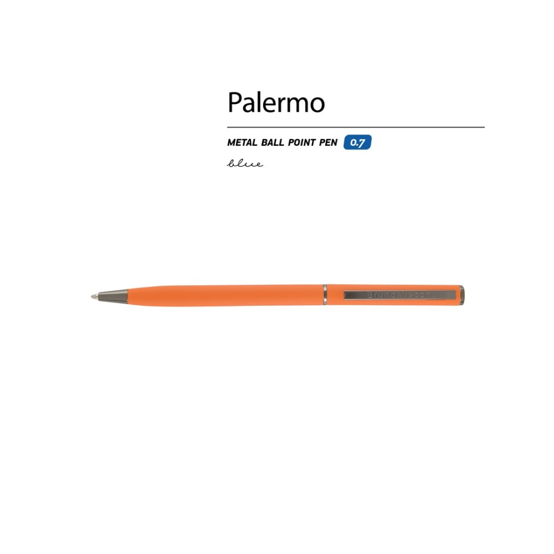 Ручка металлическая шариковая «Palermo», софт-тач, 0,7 мм,  оранжевый