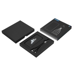 Набор из внешнего акуумулятора и универсального кабеля с подсветкой лого «Reserve LED», 10000mAh, черный