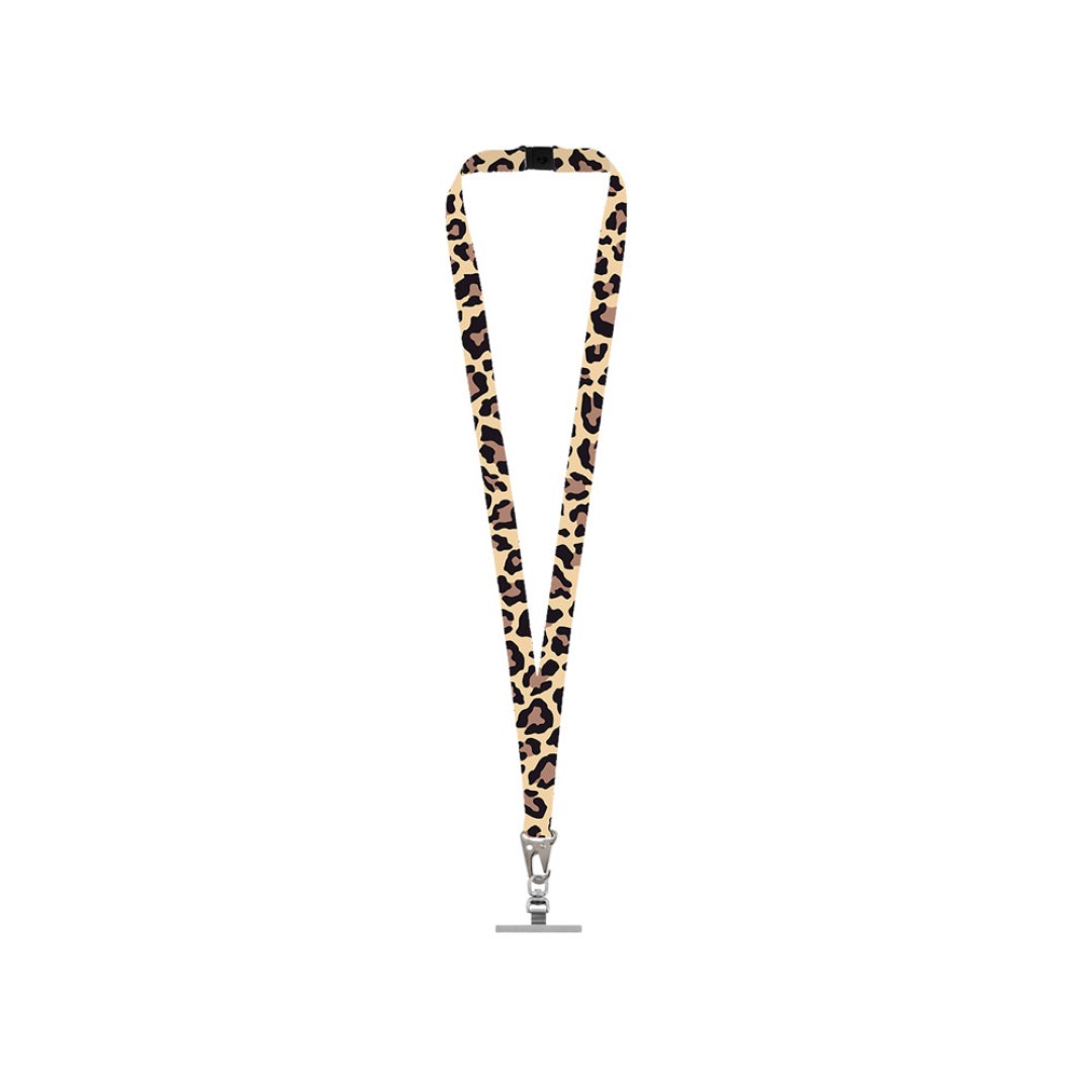 Ланъярд 2,5 см под сублимацию с большим карабином, замком обрыва и металлическим держателем для телефона