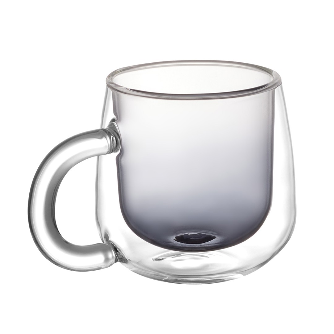 Кружка с двойными стенками с широкой ручкой и градиентным покрытием "Fog", черный