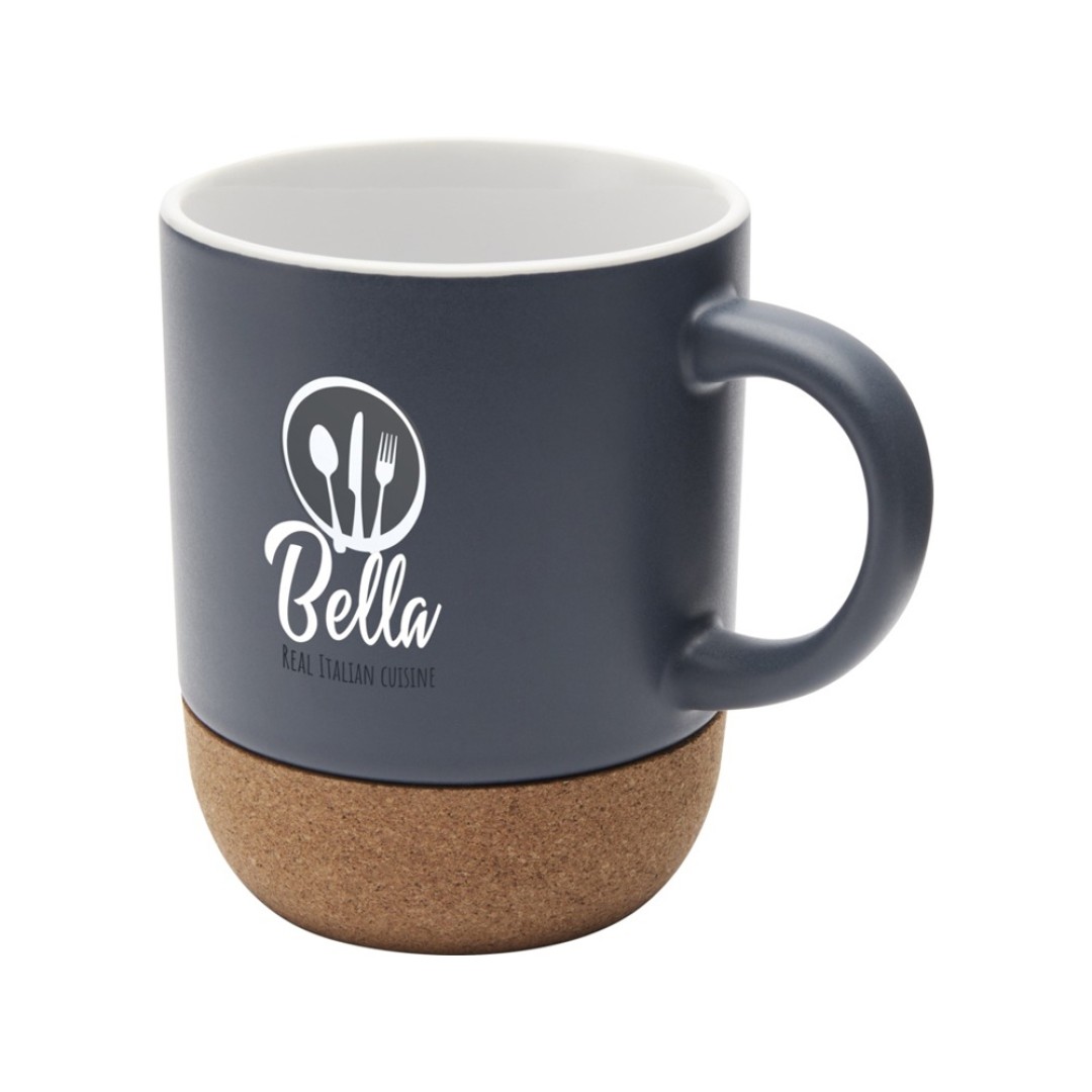 Billie керамическая кружка объемом 300 мл с пробковыми деталями и матовой отделкойм, синий ледяной