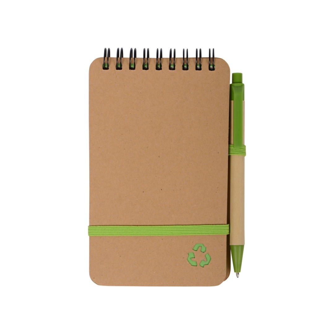 Набор канцелярский с блокнотом и ручкой "Masai", 70 л. нелинованных, зеленое яблоко
