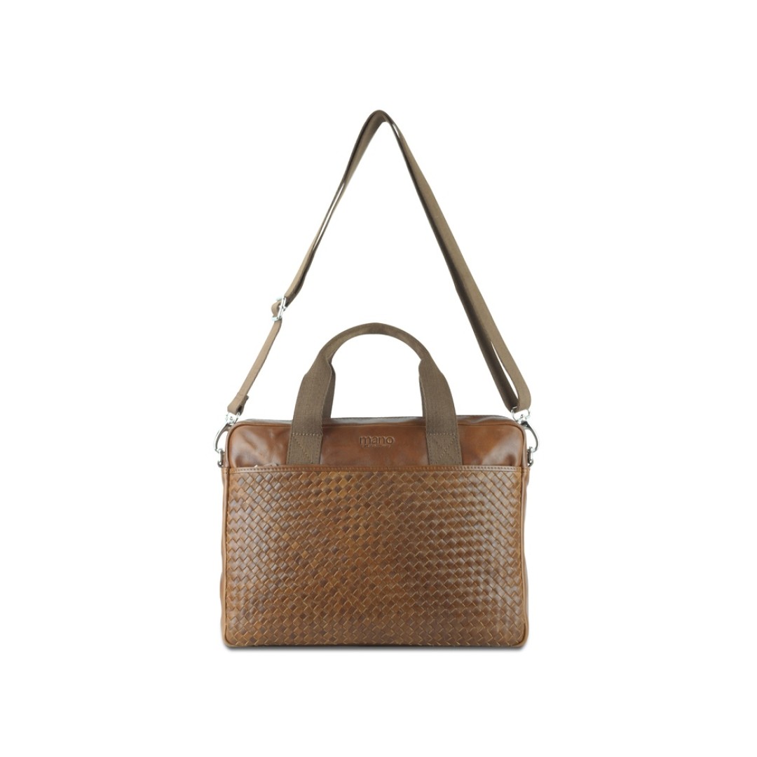 Сумка Mano "Don Luca", натуральная кожа в коньячном цвете, 37 х 27 х 6 см