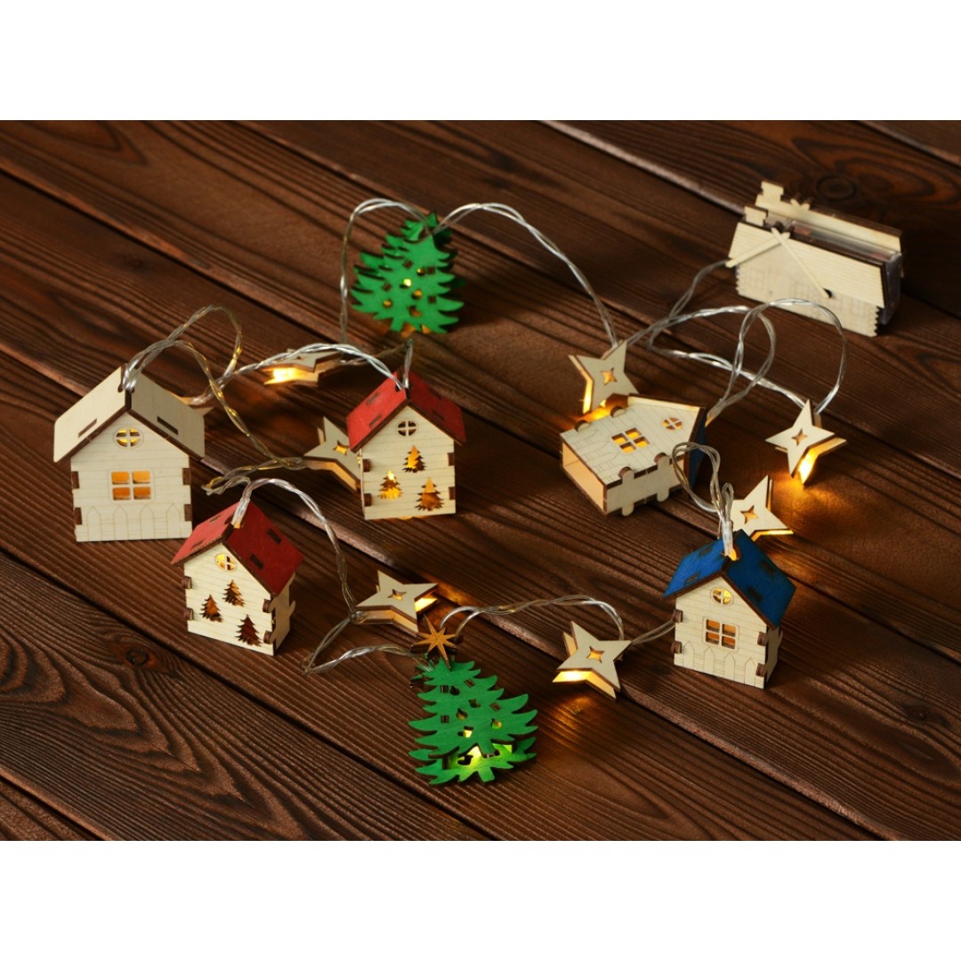 Елочная гирлянда с лампочками "Новогодняя" цветная