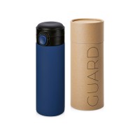 Вакуумная термокружка Waterline c кнопкой «Guard», 400 мл, тубус, темно-синий