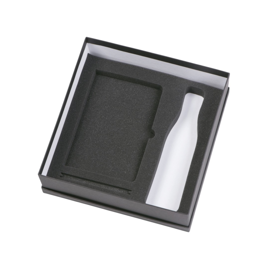 Подарочный набор с блокнотом С3, металлической ручкой и термобутылкой, темно-синий