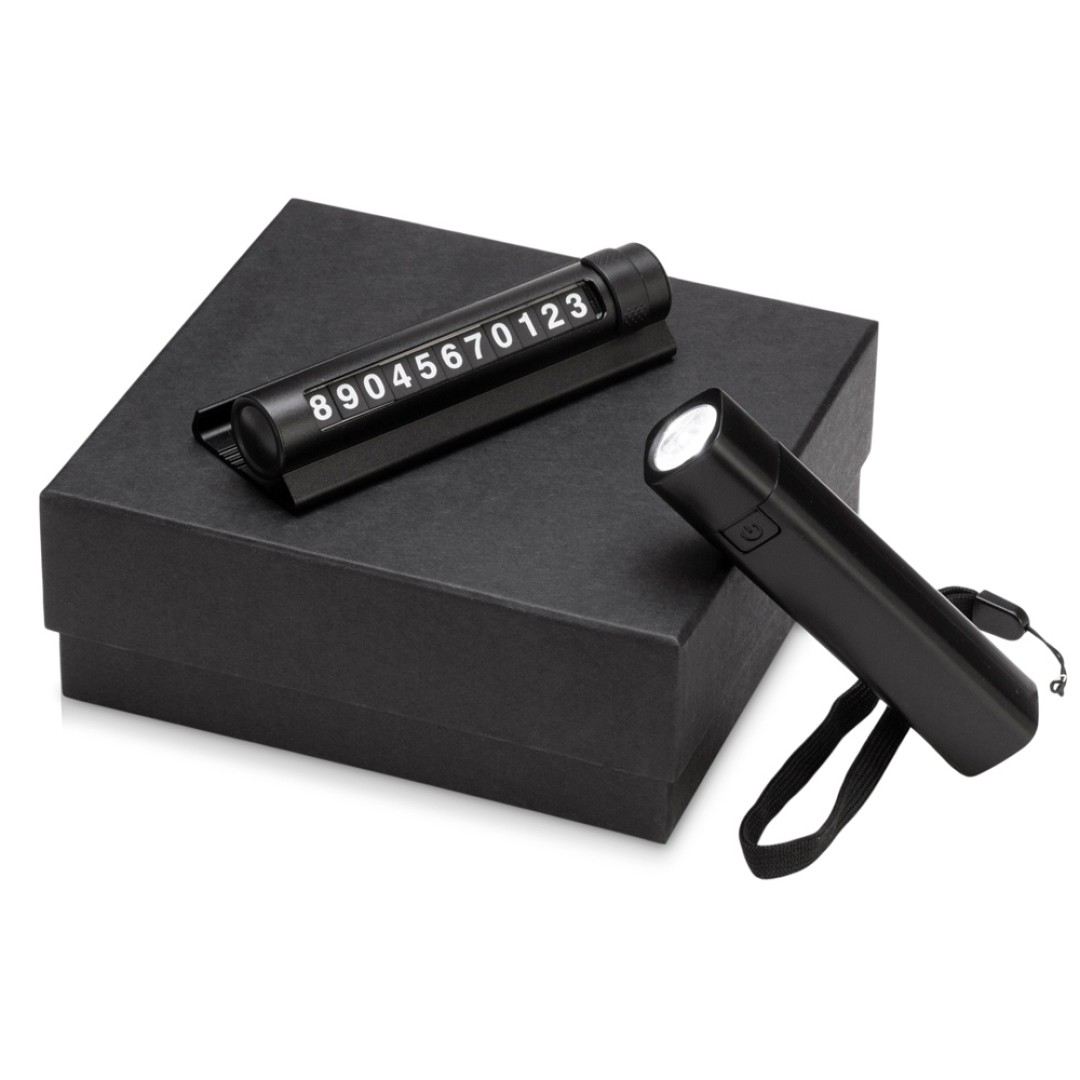 Подарочный набор с фонариком и парковочной табличкой «Blackster», черный
