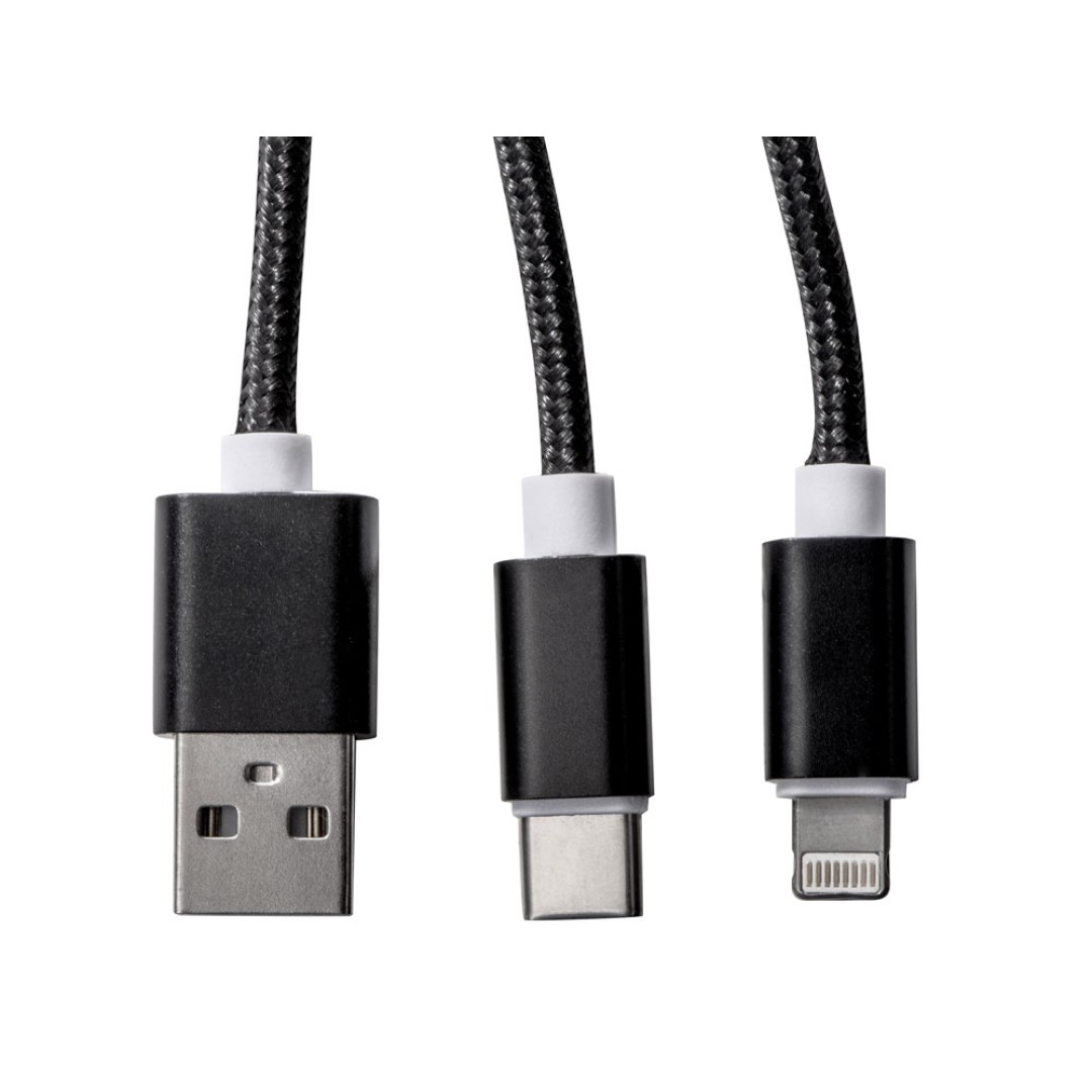 Кабель для зарядки «Tres» с брелоком, черный