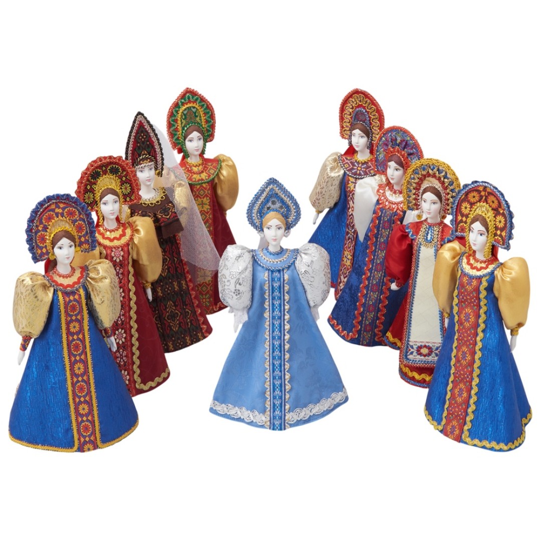 Подарочный набор: кукла фарфоровая, крем-мед, синий