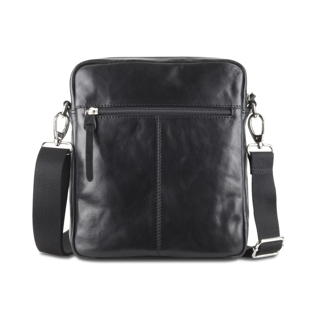 Сумка через плечо Mano "Don Luca", натуральная кожа в черном цвете, 23 х 26,5 х 4,5 см