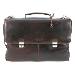 Портфель BUGATTI Romano 15'', коричневый, натуральная воловья кожа, 43х13х32 см