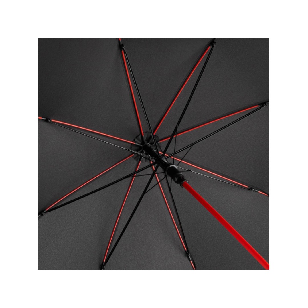 Зонт-трость 1084 Colorline с цветными спицами и куполом из переработанного пластика, черный/красный