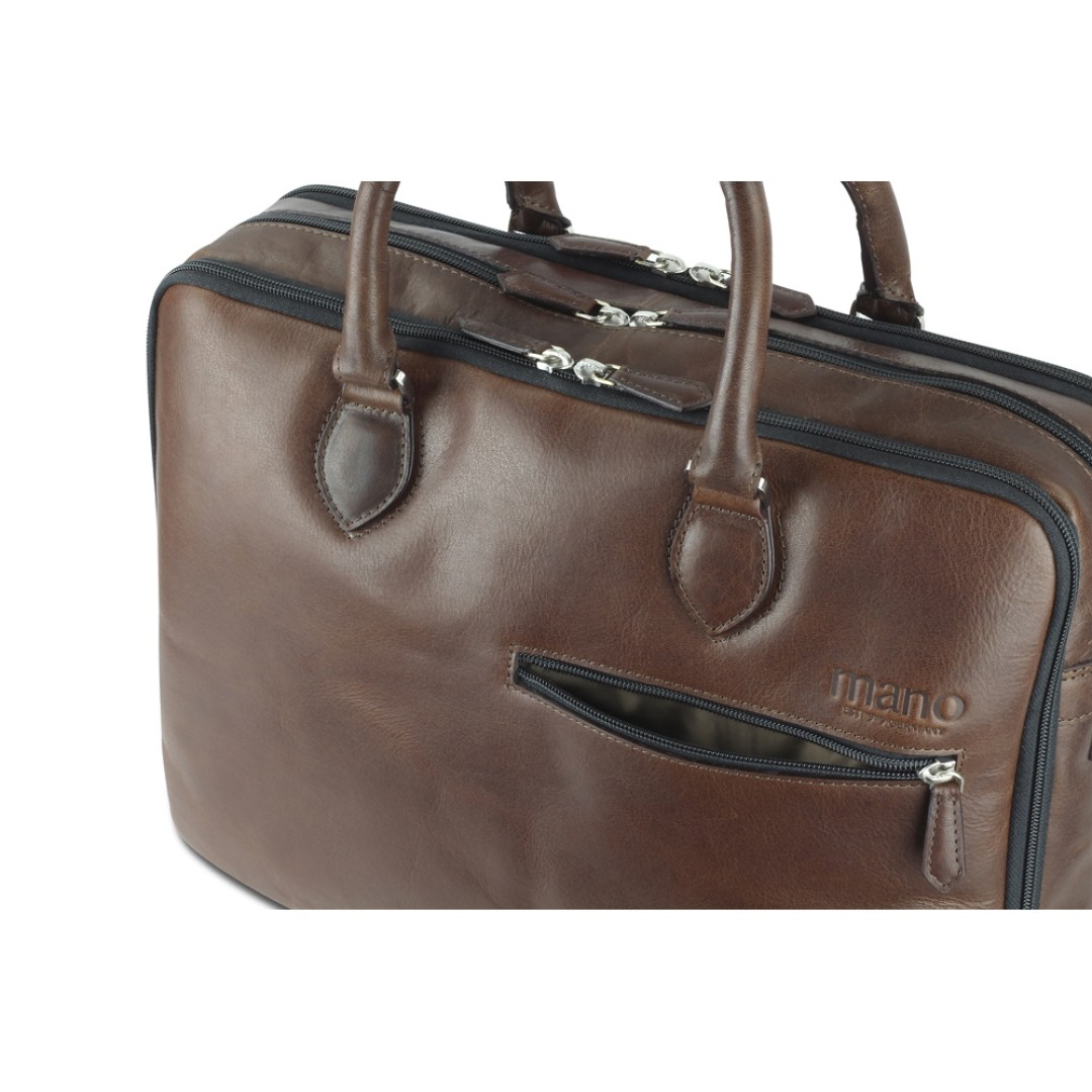 Сумка Mano "Don Valentino", натуральная кожа в коричневом цвете, 41,5 х 31 х 10 см