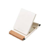 Блокнот с подставкой для телефона из пробки "Milky S", молочно-белый