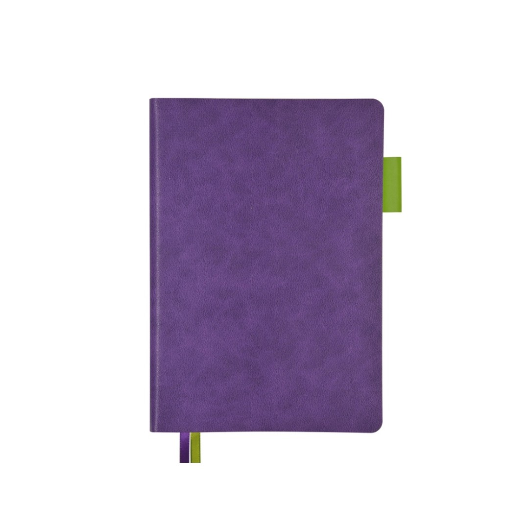 Ежедневник А5 датированный "Boston" 2026, фиолетовый с салатовым обрезом