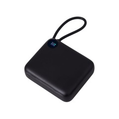 Внешний аккумулятор со встроенным кабелем «Liri», QC/PD, 10000 мАч, черный