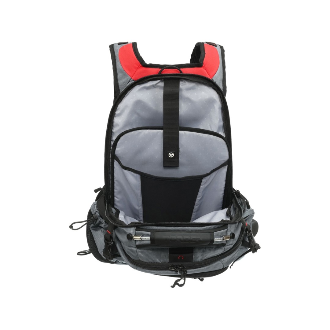 Рюкзак TORBER DRIVE с отделением для ноутбука 15", серый/красный, полиэстер 1680D, 36x17x50 см, 30 л