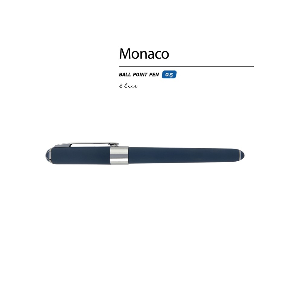 Ручка пластиковая шариковая «Monaco», 0,5мм, синие чернила, темно-синий navy/серебристый