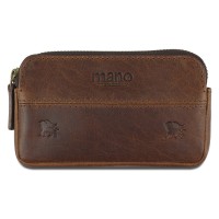 Ключница Mano "Don Leon", натуральная кожа в коричневом цвете, 12 х 7 см