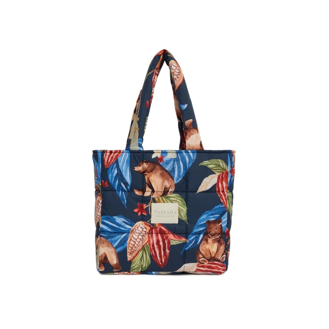 Сумка стеганая «Мишки в шоколаде» синяя. Varvara