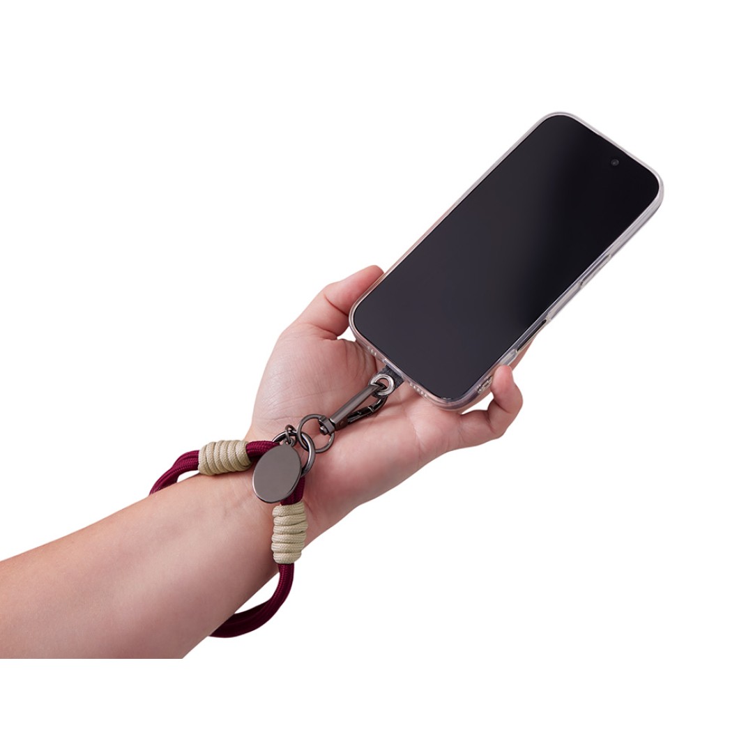 Брелок-браслет "Bohemian" c тканевым держателем для телефона, бургунди