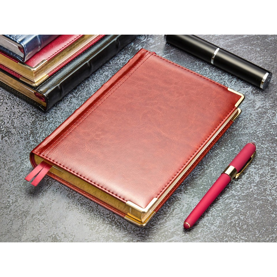 Ежедневник А5 полудатированный «Boss», коричневый