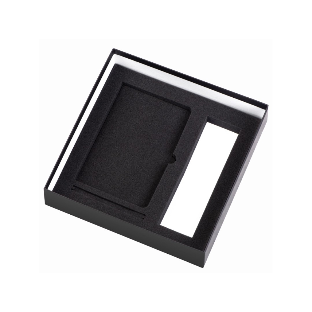 Подарочный набор с блокнотом С3, металлической ручкой и термосом, черный