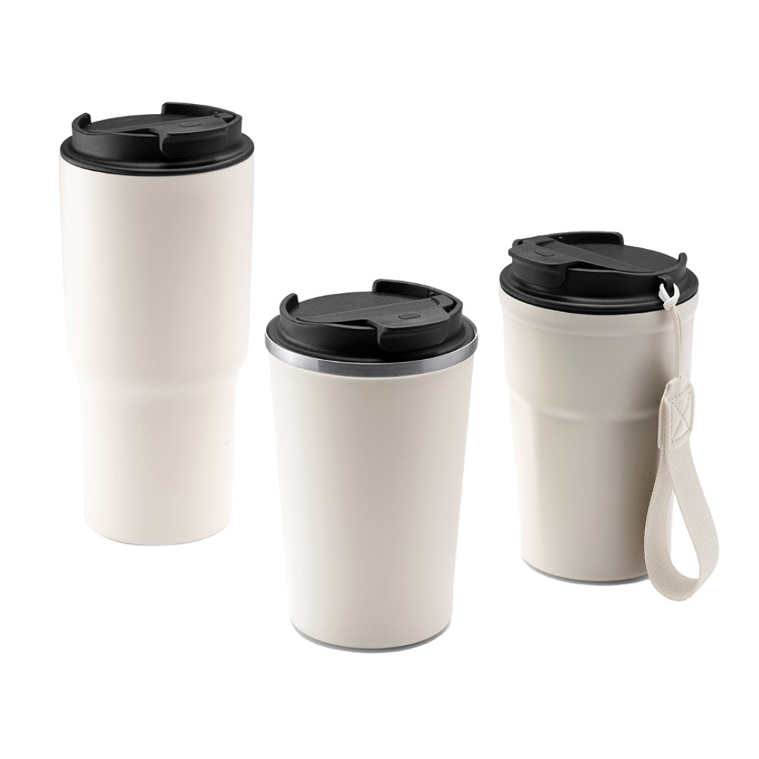 Термокружка KEURY из нержавеющей стали с двойными стенками и ручкой с керамической слоем, белый