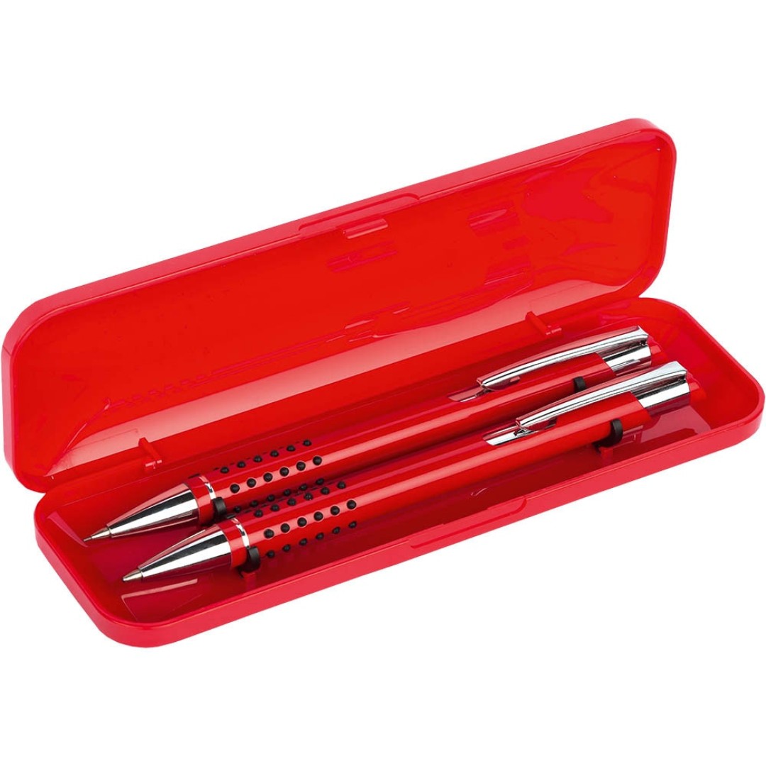 Набор «Онтарио: ручка шариковая, карандаш механический, красный/серебристый