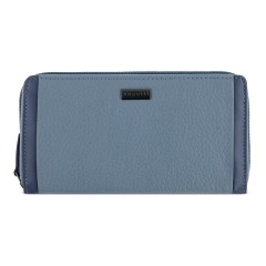 Кошелёк женский BUGATTI Sina, голубой, воловья кожа/полиэстер, 19х3х11 см