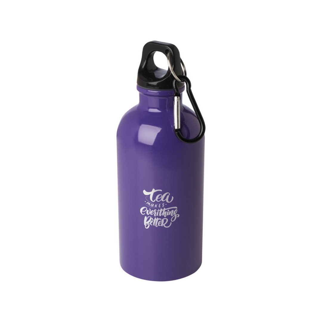 Одностенная бутылка для воды с карабином Oregon, изготовленная из нержавеющей стали, сертифицированной по стандарту RCS, объемом 400 мл - Пурпурный