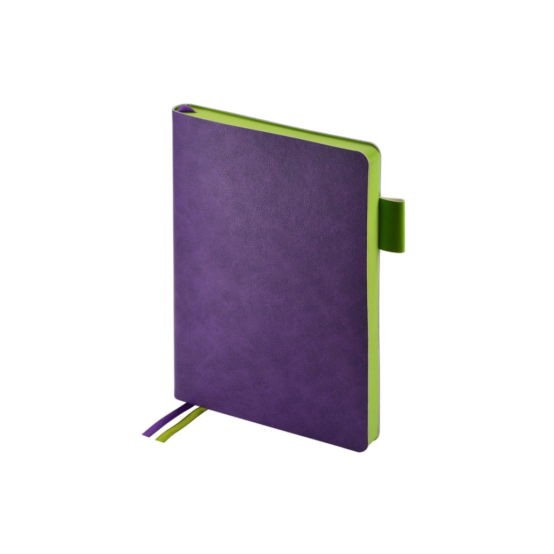 Ежедневник А5 датированный "Boston" 2026, фиолетовый с салатовым обрезом