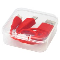 Двусторонний кабель для зарядки Ario «3-в-1» в тканевой оплетке, красный