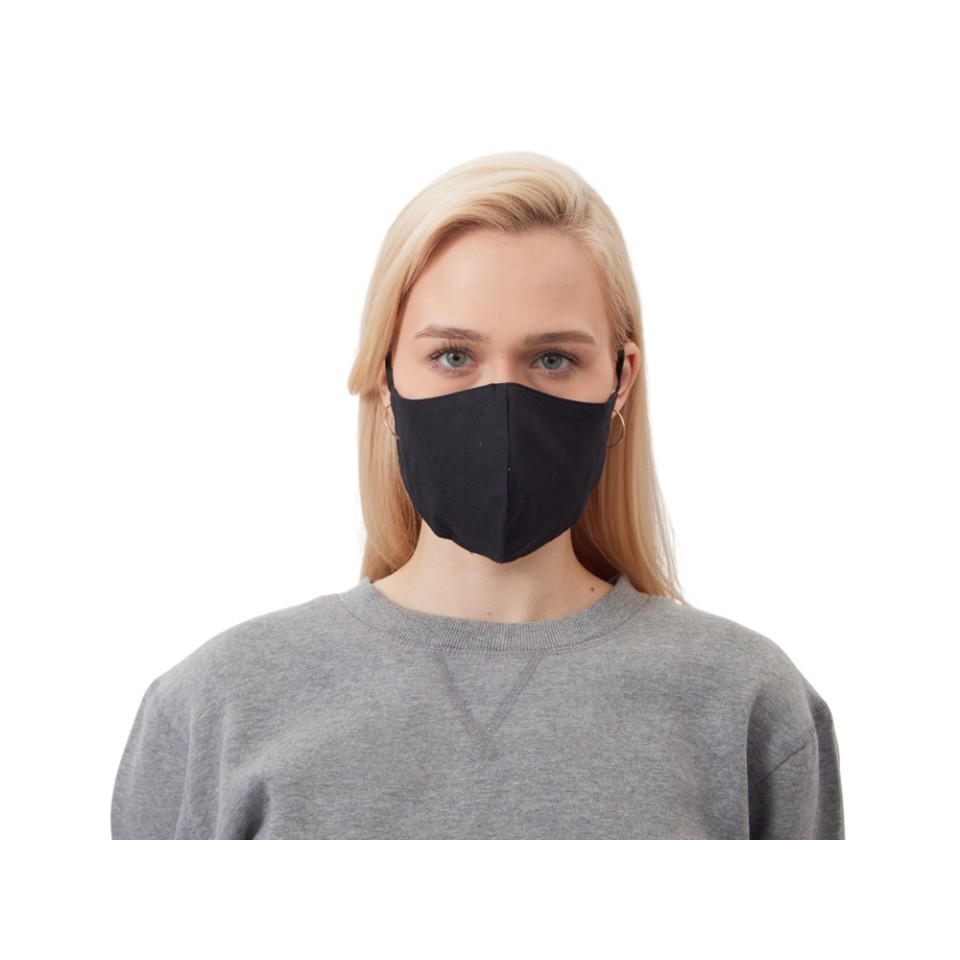 Маска для лица многоразовая из хлопка, анатомической формы, черный