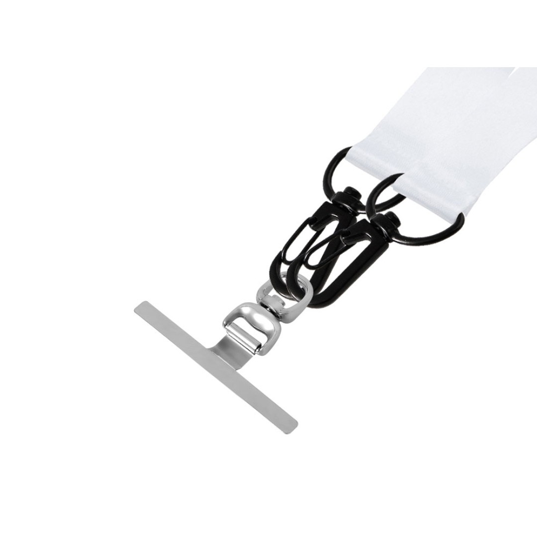 Ланъярд 2 см под сублимацию с 2-мя трендовыми карабинами и металлическим держателем для телефона, черный