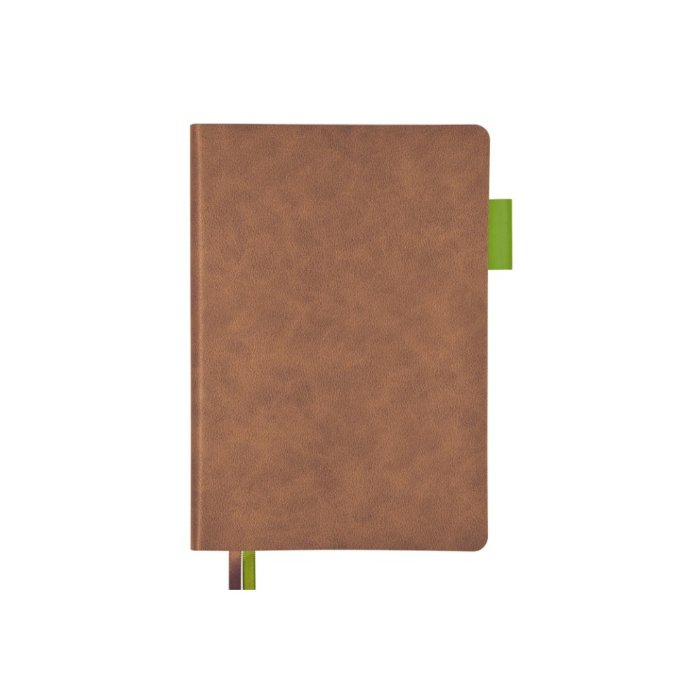Ежедневник А5 датированный "Boston" 2026, коричневый с салатовым обрезом