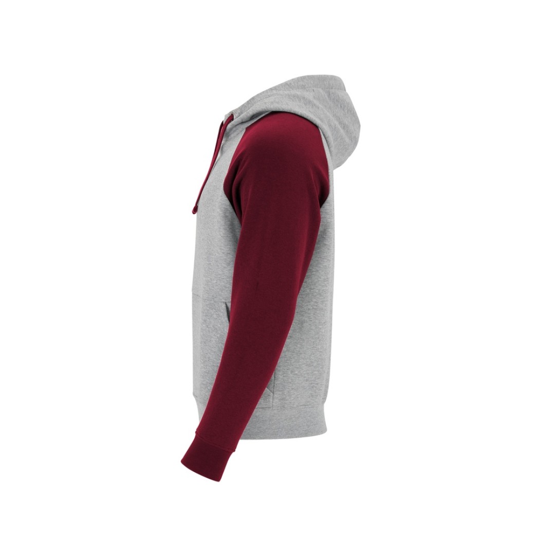 Толстовка с капюшоном "Badet" мужской, серый меланж/гранатовый