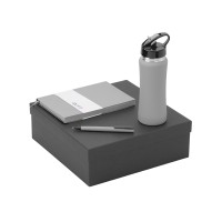 Подарочный набор c блокнотом C1, ручкой и бутылкой, серый