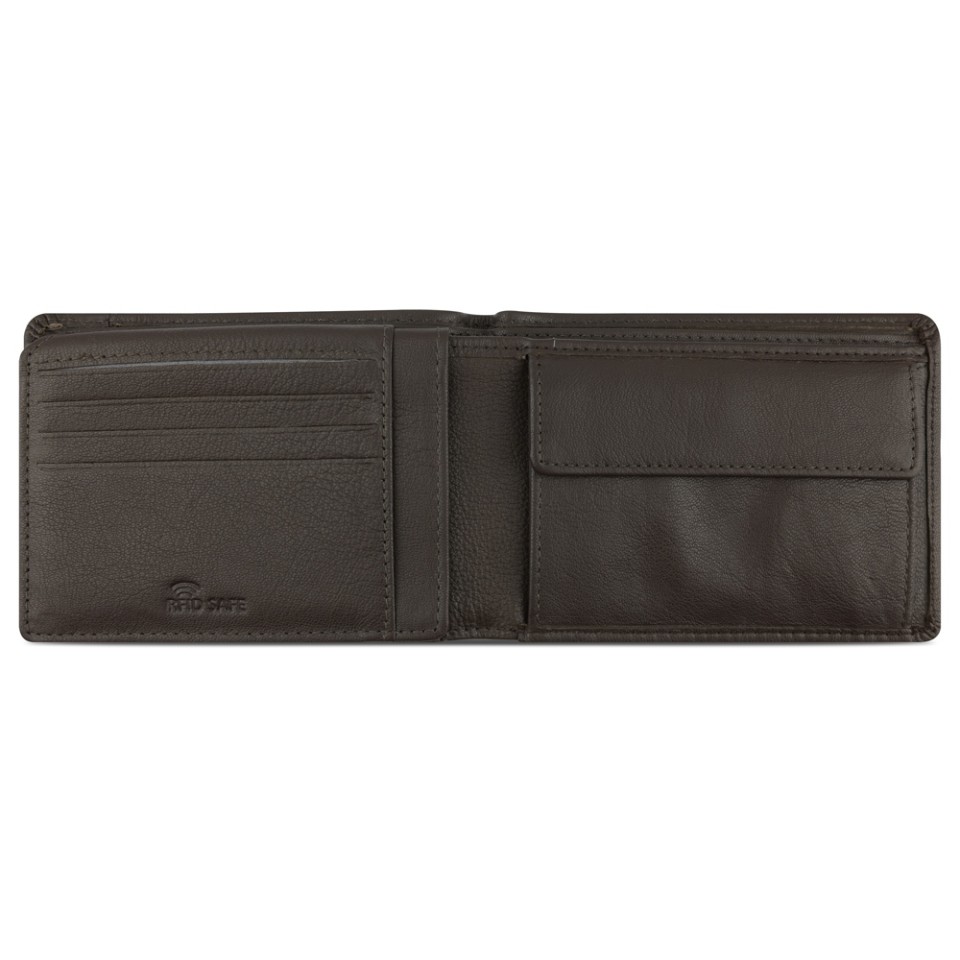 Портмоне BUGATTI Banda, с защитой данных RFID, коричневое, кожа/полиэстер, 12,5х2х9 см